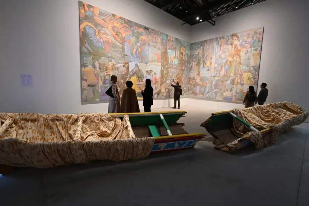Installation by Alioune Diagne, Photo by GABRIEL BOUYS/AFP