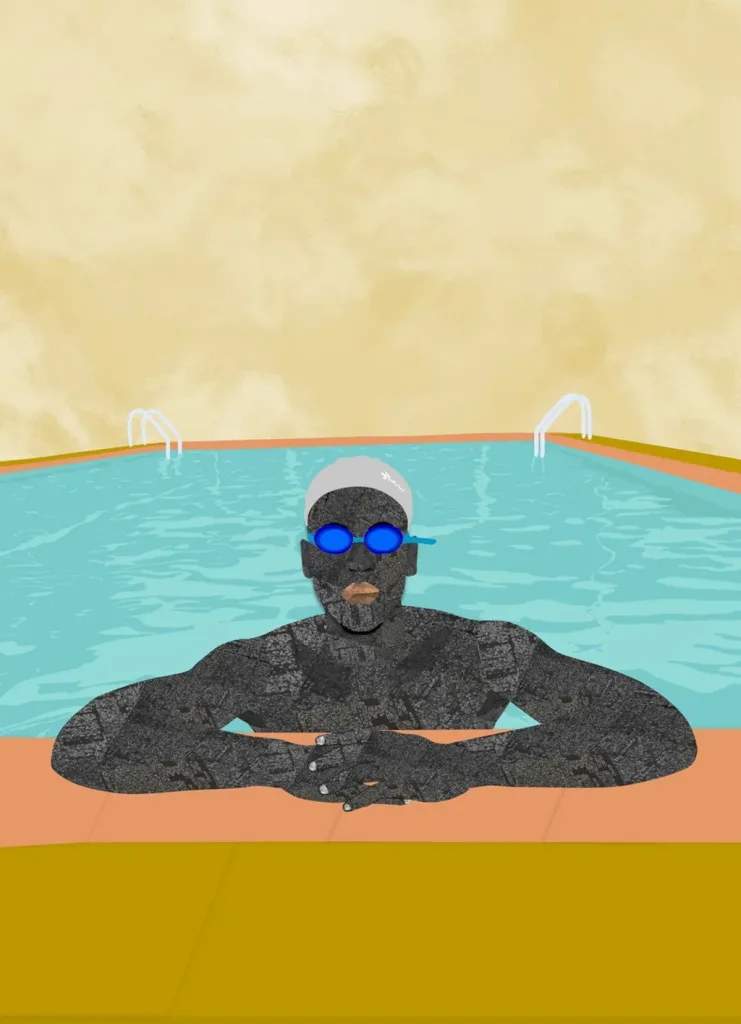 ‘Man in a Pool I’ like most of Osinachi’s work, was created using Microsoft Word. (Image credits: Christie’s Images Limited 2022)
